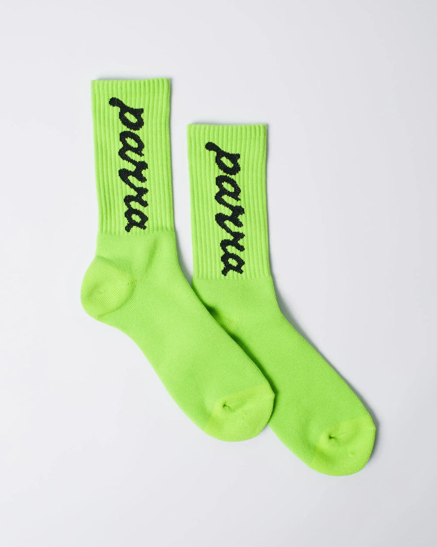 By Parra Lowercase scriptlogo crew socks (Acid green) By Parra
