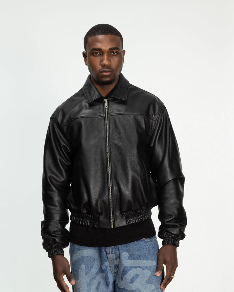 Patta Leather Bomber Jacket (Black) Patta