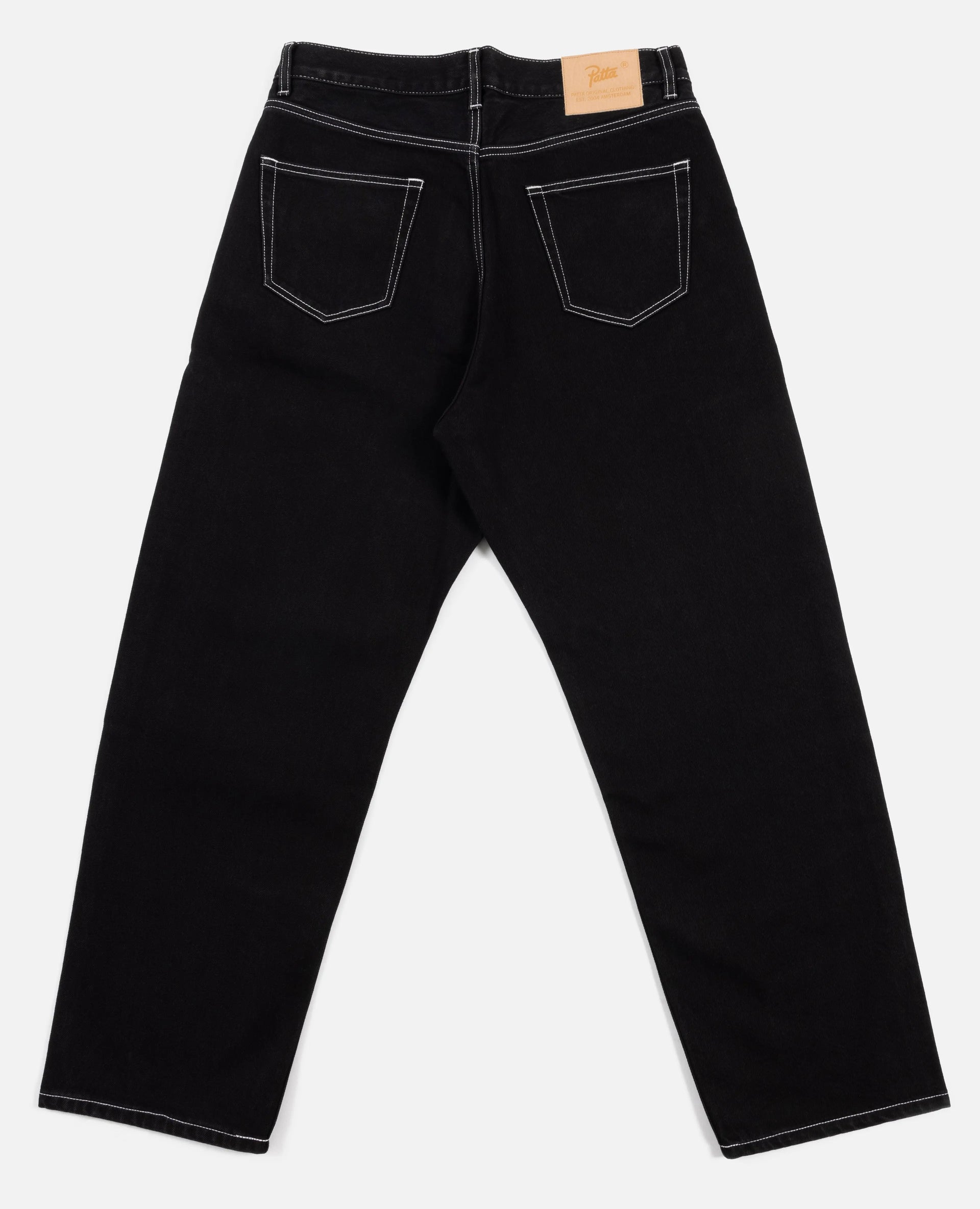 Patta Contrast Stitch Loose Denim Pants (Black) Patta
