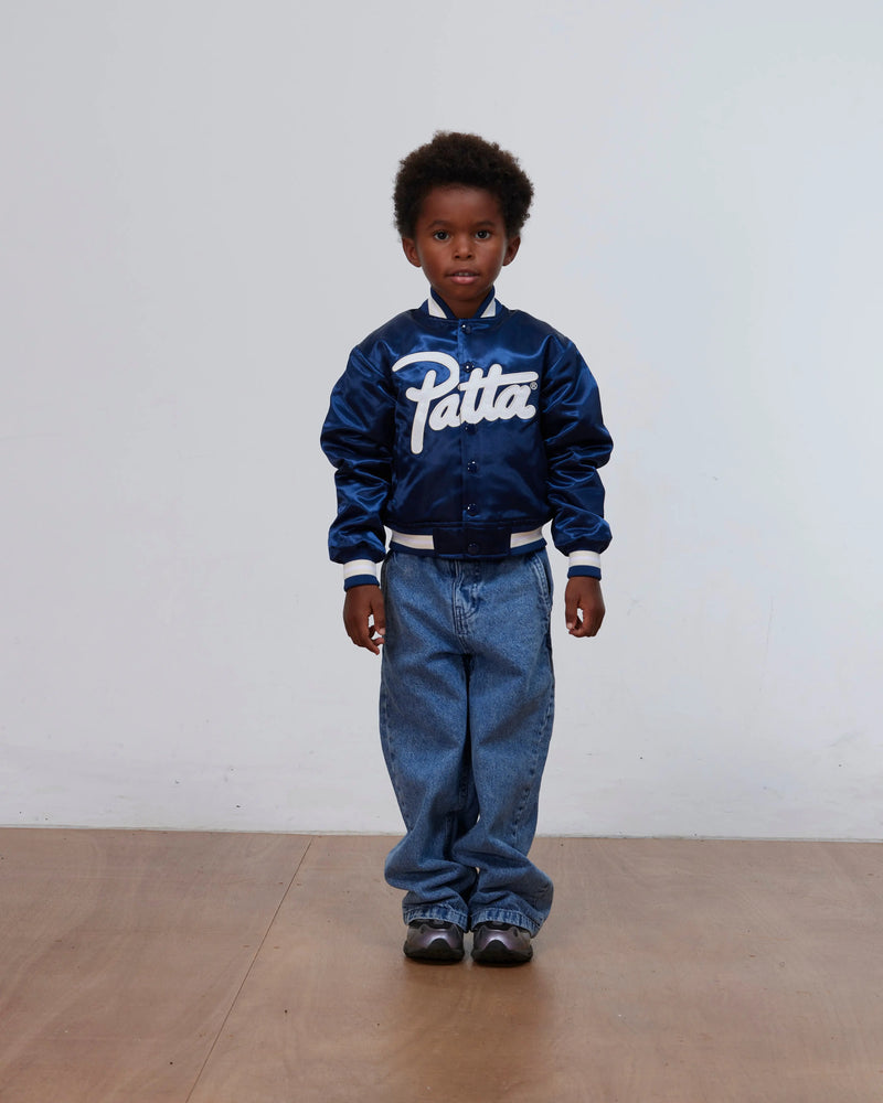 Patta Kids Satin Bomber Jacket (Black Iris) Patta