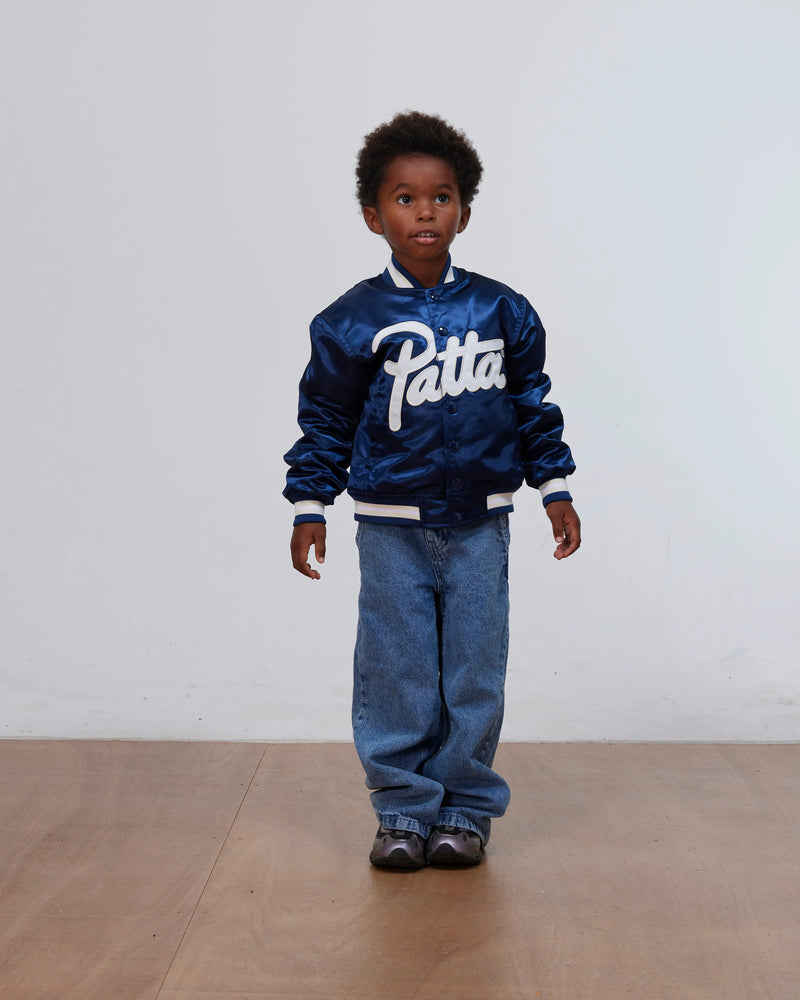Patta Kids Satin Bomber Jacket (Black Iris) Patta