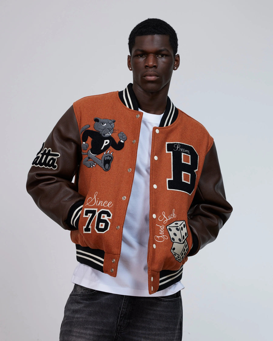 Patta x Beams 50th Anniversary Varsity Jacket (Potter's Clay) Patta